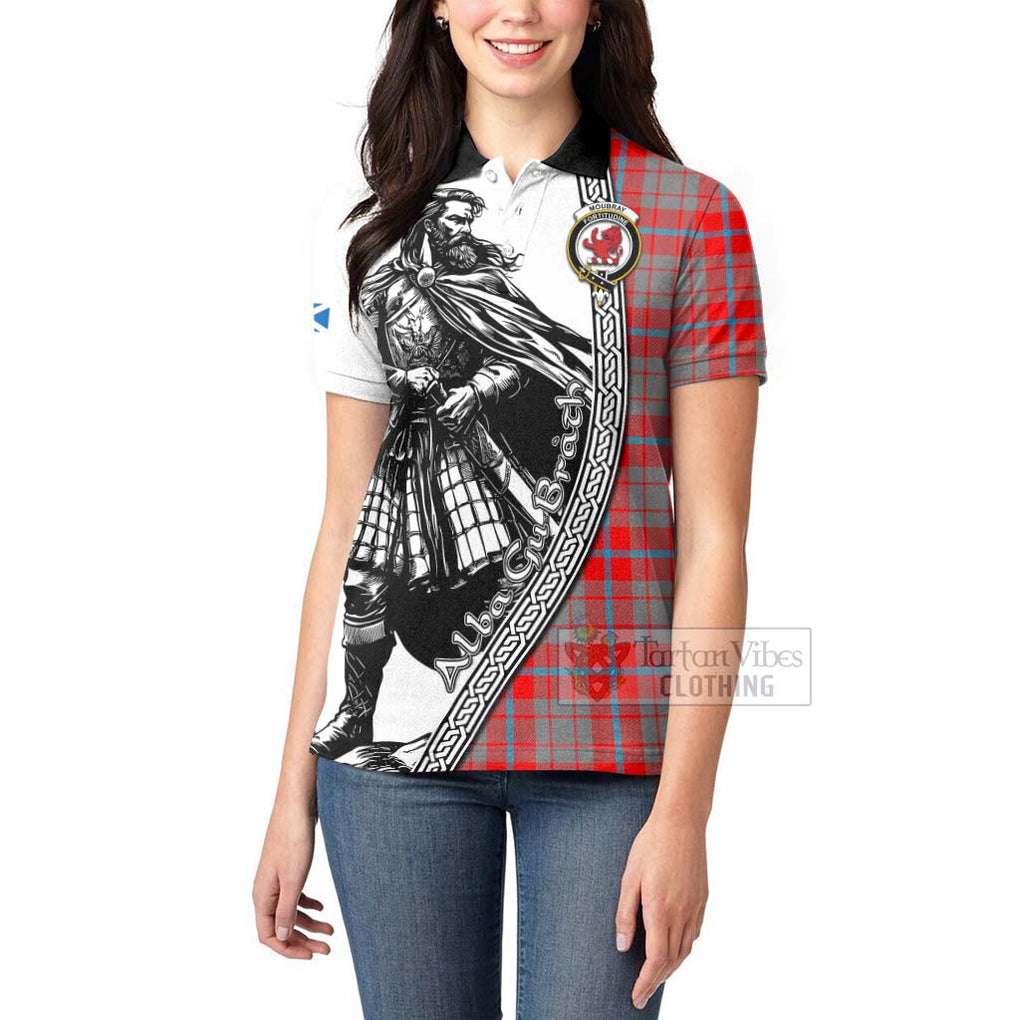 Moubray Tartan Clan Crest Women's Polo Shirt with Highlander Warrior Celtic Style - Tartan Vibes Clothing