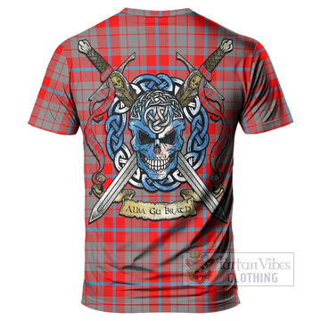 Moubray Tartan T-Shirt with Family Crest Celtic Skull Style - Tartan Vibes Clothing