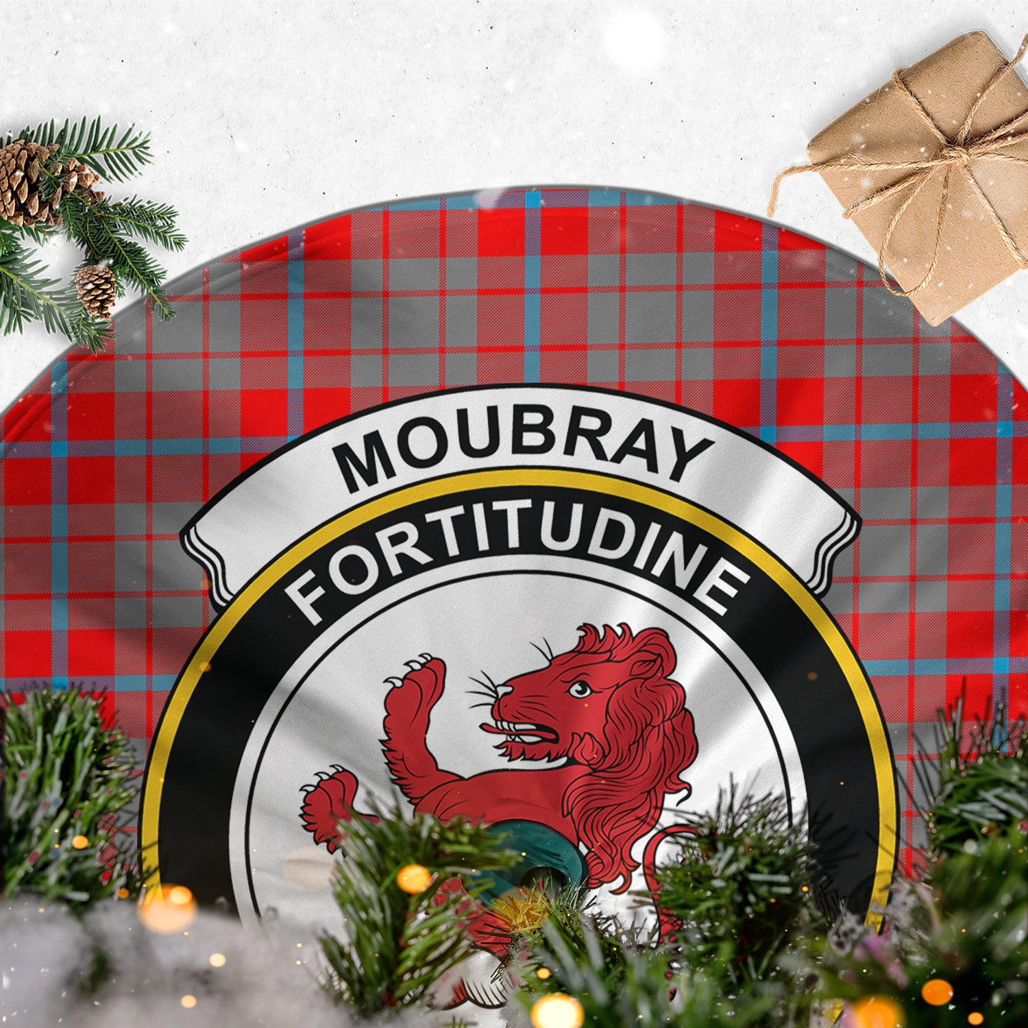 Moubray Tartan Christmas Tree Skirt with Family Crest - Tartan Vibes Clothing