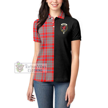 Moubray Tartan Women's Polo Shirt with Family Crest and Half Of Me Style - Tartan Vibes Clothing