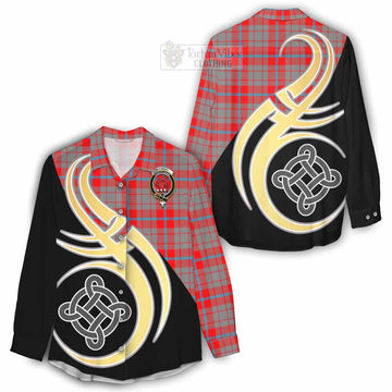 Moubray Tartan Women's Casual Shirt with Family Crest and Celtic Symbol Style - Tartan Vibes Clothing