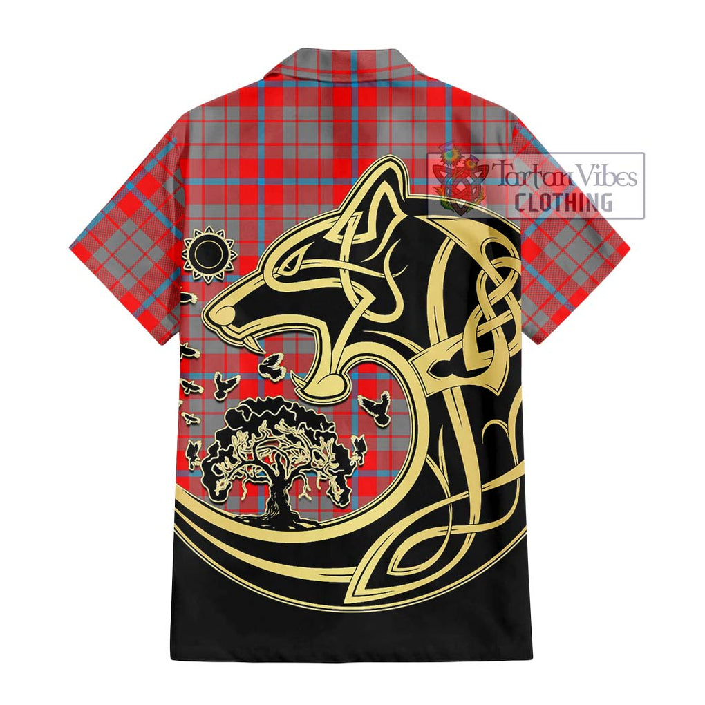 Moubray Tartan Hawaiian Shirt with Family Crest Celtic Wolf Style - Tartan Vibes Clothing
