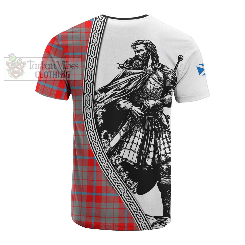 Moubray Tartan Clan Crest Cotton T-shirt with Highlander Warrior Celtic Style - Tartan Vibes Clothing