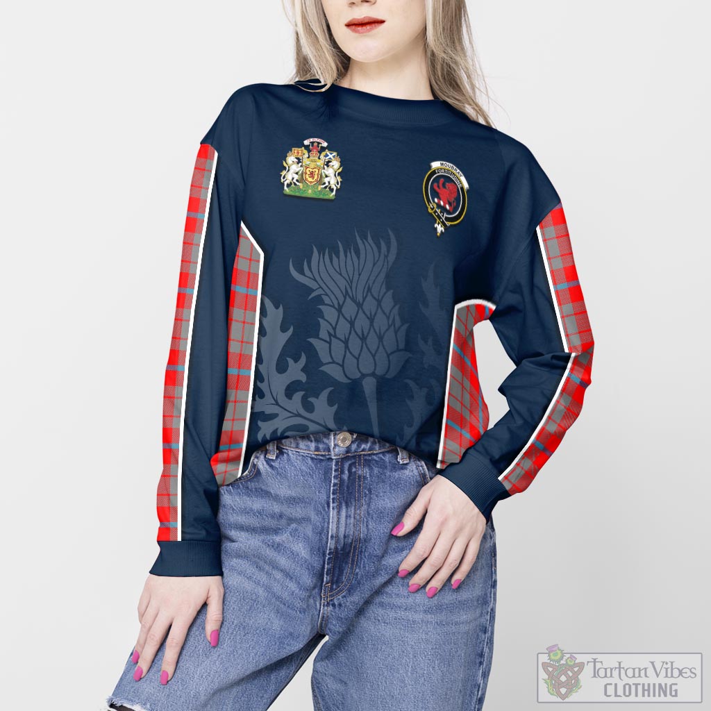 Moubray Tartan Sweatshirt with Family Crest and Scottish Thistle Vibes Sport Style - Tartan Vibes Clothing