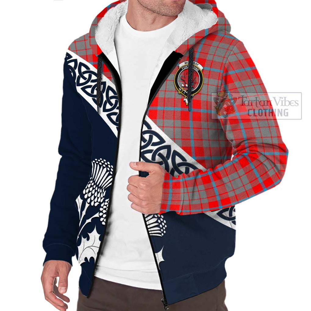 Moubray Tartan Sherpa Hoodie Featuring Thistle and Scotland Map - Tartan Vibes Clothing