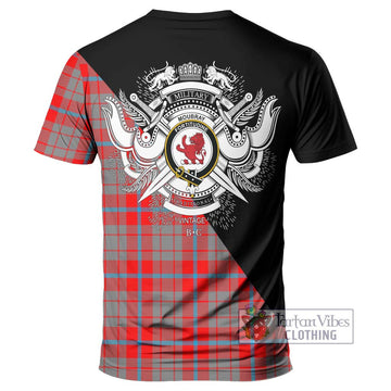 Moubray Tartan T-Shirt with Family Crest and Military Logo Style - Tartan Vibes Clothing