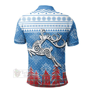 Tartan Vibes Clothing Moubray Clan Christmas Polo Shirt Celtic Reindeer Style