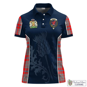 Moubray Tartan Women's Polo Shirt with Family Crest and Scottish Thistle Vibes Sport Style - Tartan Vibes Clothing