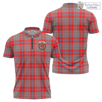 Moubray Tartan Zipper Polo Shirt with Family Crest