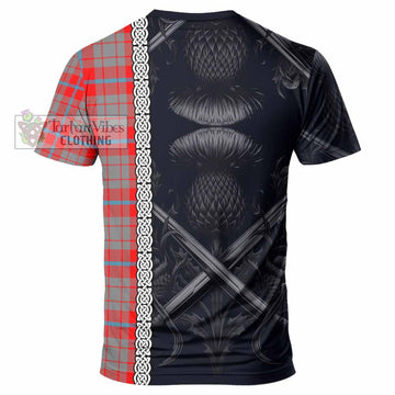 Moubray Tartan T-Shirt with Family Crest Cross Sword Thistle Celtic Vibes - Tartan Vibes Clothing