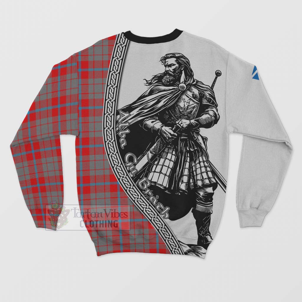 Moubray Tartan Clan Crest Sweatshirt with Highlander Warrior Celtic Style - Tartan Vibes Clothing