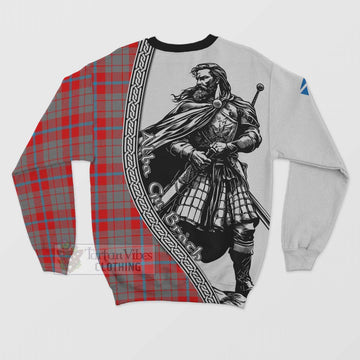 Moubray Tartan Clan Crest Sweatshirt with Highlander Warrior Celtic Style - Tartan Vibes Clothing