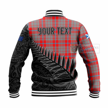 Tartan Vibes Clothing Moubray Crest Tartan Baseball Jacket with New Zealand Silver Fern Half Style