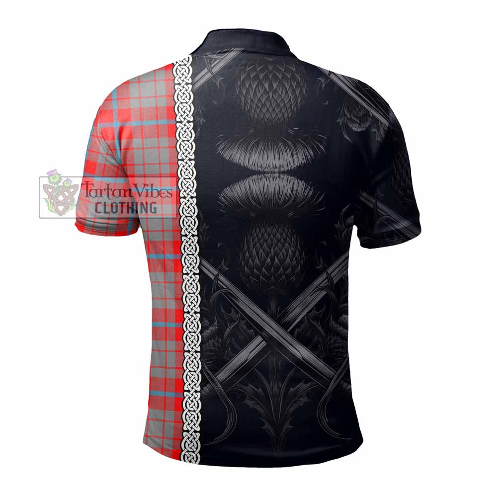 Moubray Tartan Polo Shirt with Family Crest Cross Sword Thistle Celtic Vibes - Tartan Vibes Clothing
