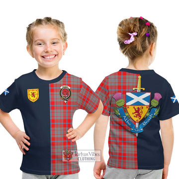 Moubray Tartan Kid T-Shirt Alba with Scottish Lion Royal Arm Half Style - Tartan Vibes Clothing