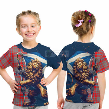 Moubray Tartan Family Crest Kid T-Shirt with Scottish Majestic Lion - Tartan Vibes Clothing