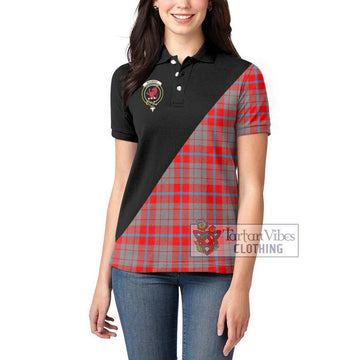 Moubray Tartan Women's Polo Shirt with Family Crest and Military Logo Style - Tartan Vibes Clothing