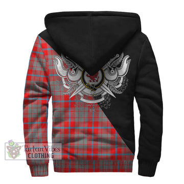 Moubray Tartan Sherpa Hoodie with Family Crest and Military Logo Style - Tartan Vibes Clothing