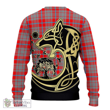 Moubray Tartan Ugly Sweater with Family Crest Celtic Wolf Style - Tartan Vibes Clothing