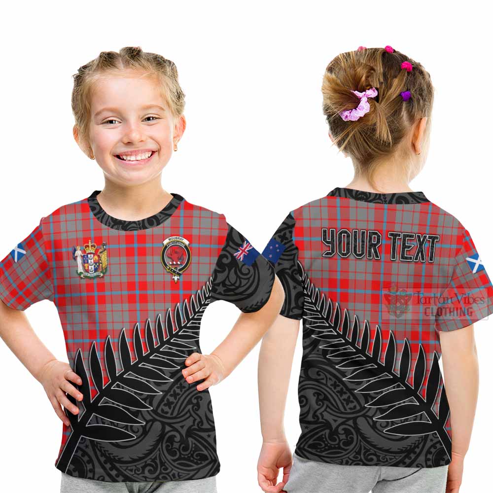 Tartan Vibes Clothing Moubray Crest Tartan Kid T-Shirt with New Zealand Silver Fern Half Style