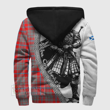 Moubray Tartan Clan Crest Sherpa Hoodie with Highlander Warrior Celtic Style - Tartan Vibes Clothing