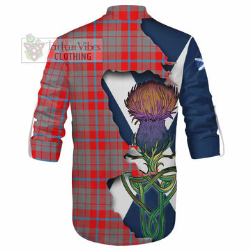 Tartan Vibes Clothing Moubray Tartan Family Crest Ghillie Kilt Shirt Scottish Thistle Celtic Inspired