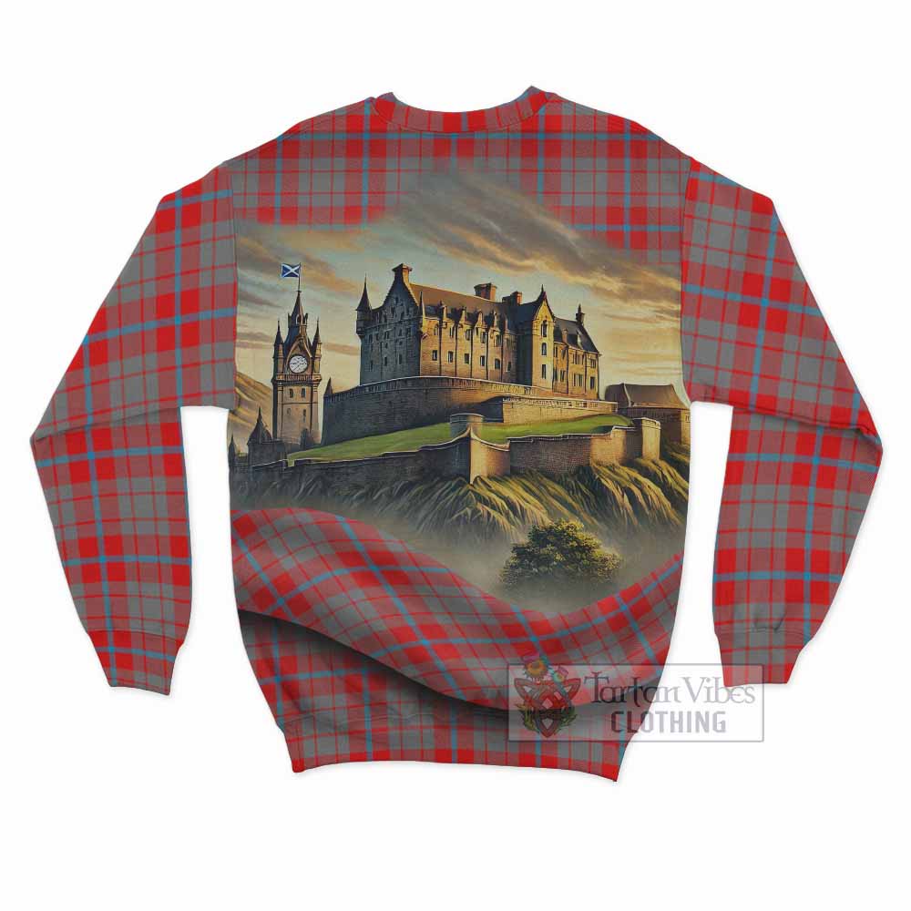Moubray Tartan Family Crest Sweatshirt with Scottish Ancient Castle Style - Tartan Vibes Clothing