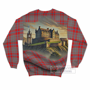 Moubray Tartan Family Crest Sweatshirt with Scottish Ancient Castle Style - Tartan Vibes Clothing