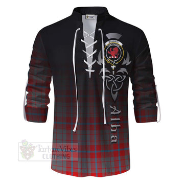 Moubray Tartan Ghillie Kilt Shirt Featuring Alba Gu Brath Family Crest Celtic Inspired - Tartan Vibes Clothing