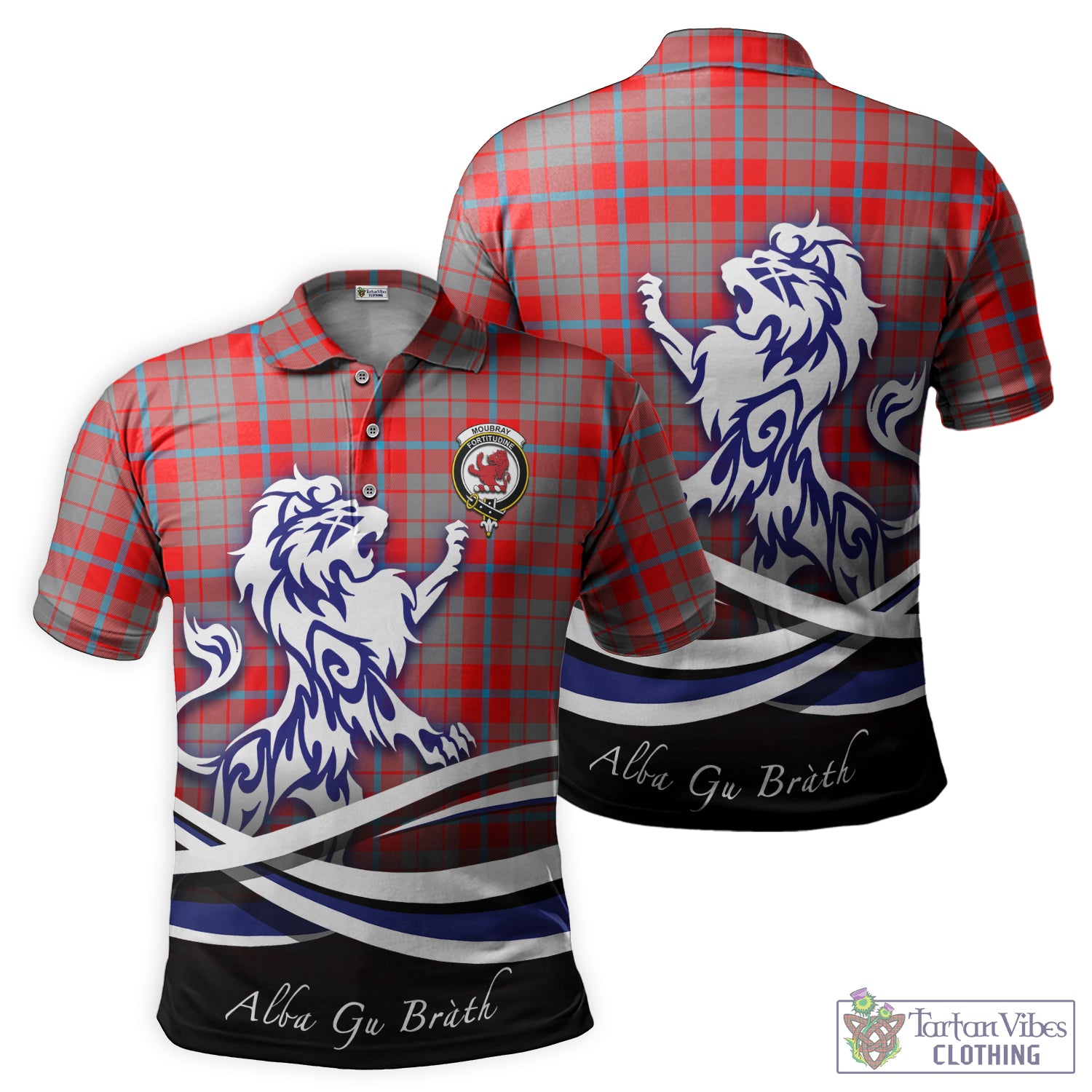 Moubray Tartan Polo Shirt with Alba Gu Brath Regal Lion Emblem - Tartan Vibes Clothing