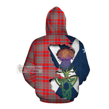 Tartan Vibes Clothing Moubray Tartan Family Crest Cotton Hoodie Scottish Thistle Celtic Inspired