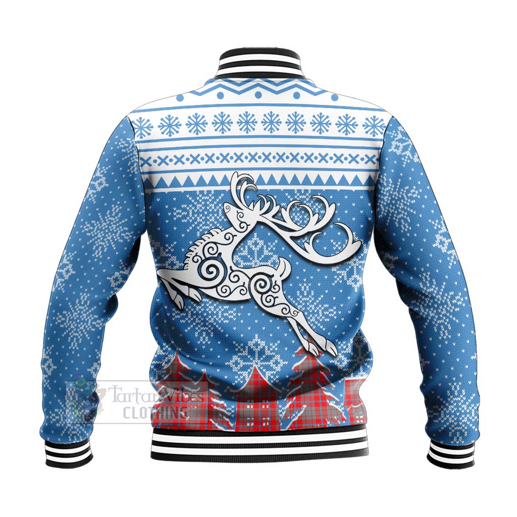Moubray Clan Christmas Baseball Jacket Celtic Reindeer Style - Tartan Vibes Clothing