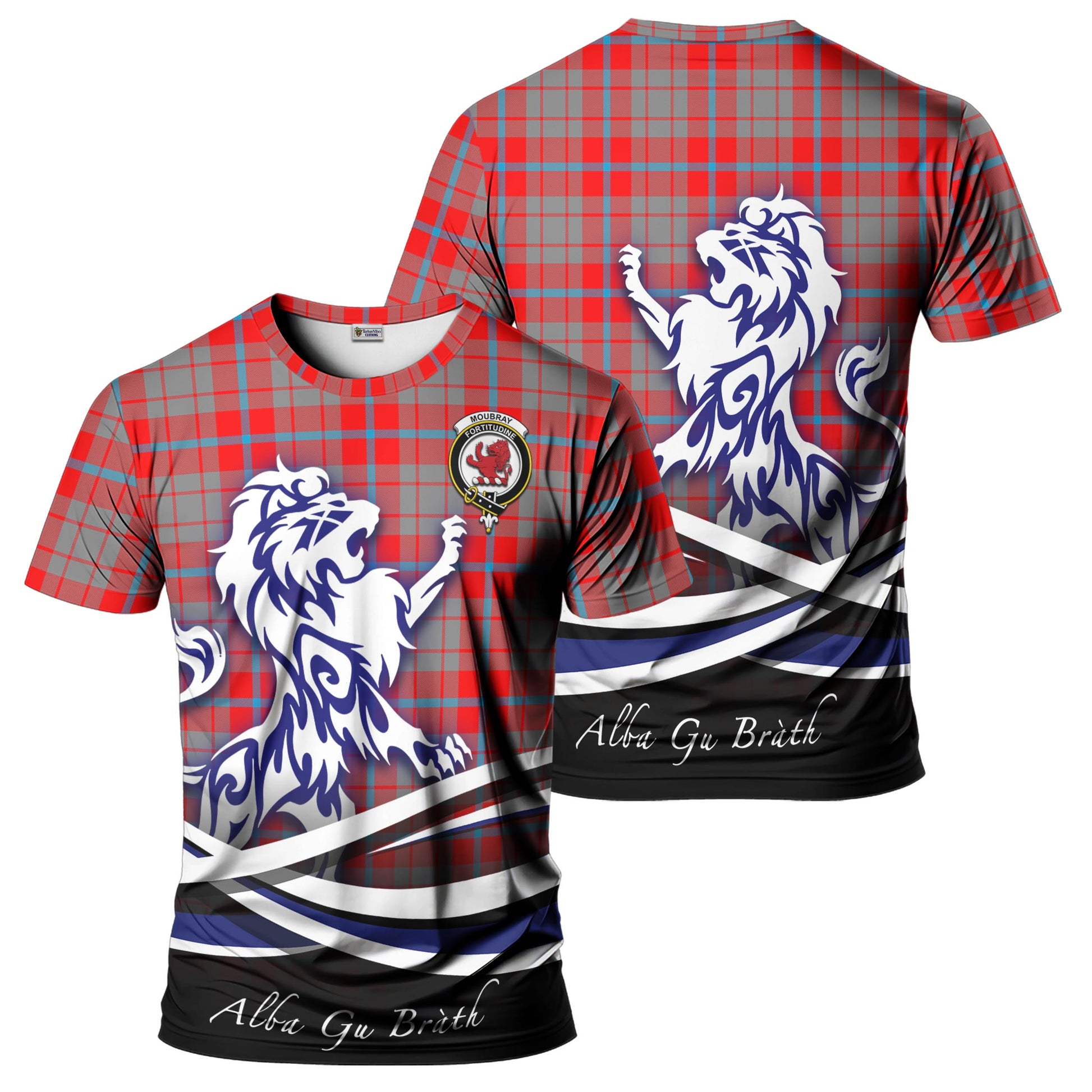 Moubray Tartan T-Shirt with Alba Gu Brath Regal Lion Emblem - Tartan Vibes Clothing