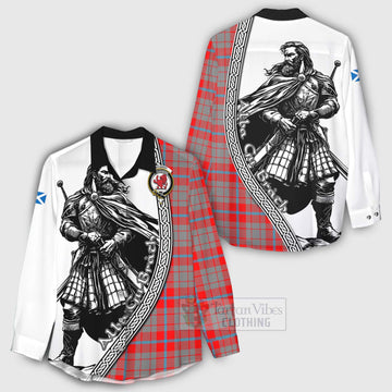 Moubray Tartan Clan Crest Women's Casual Shirt with Highlander Warrior Celtic Style - Tartan Vibes Clothing