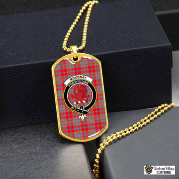 Tartan Vibes Clothing Moubray Tartan Dog Tag Necklace with Family Crest