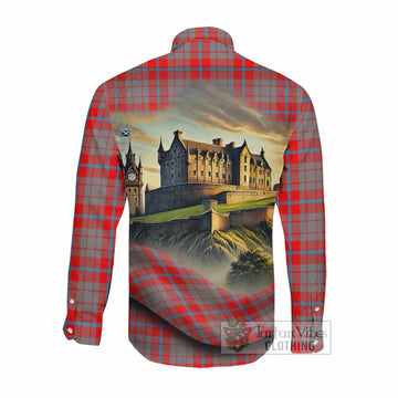 Tartan Vibes Clothing Moubray Tartan Family Crest Long Sleeve Button Shirt with Scottish Ancient Castle Style