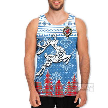 Moubray Clan Christmas Men's Tank Top Celtic Reindeer Style - Tartan Vibes Clothing