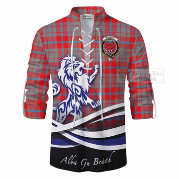 Moubray Tartan Ghillie Kilt Shirt with Alba Gu Brath Regal Lion Emblem - Tartan Vibes Clothing