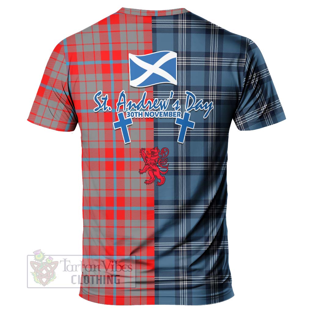 Moubray Tartan T-Shirt Happy St. Andrew's Day Half Tartan Style - Tartan Vibes Clothing