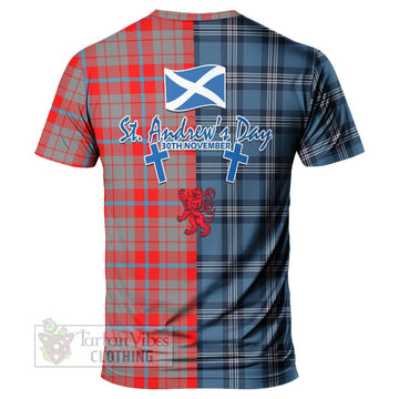 Moubray Tartan T-Shirt Happy St. Andrew's Day Half Tartan Style - Tartan Vibes Clothing