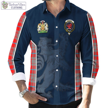 Moubray Tartan Long Sleeve Button Up Shirt with Family Crest and Lion Rampant Vibes Sport Style - Tartan Vibes Clothing