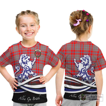Moubray Tartan Kid T-Shirt with Alba Gu Brath Regal Lion Emblem - Tartan Vibes Clothing