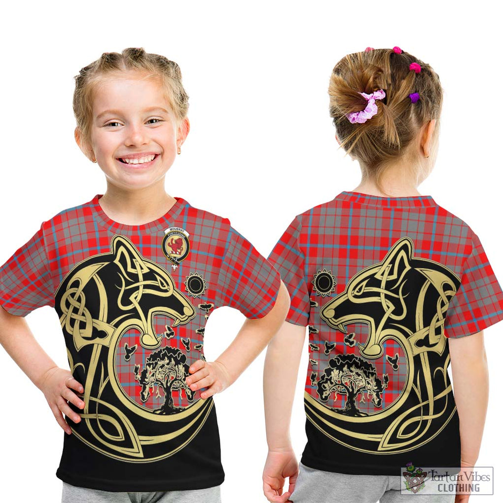 Moubray Tartan Kid T-Shirt with Family Crest Celtic Wolf Style - Tartan Vibes Clothing