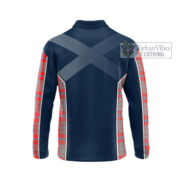 Moubray Tartan Long Sleeve Polo Shirt with Family Crest and Lion Rampant Vibes Sport Style - Tartan Vibes Clothing