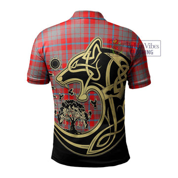 Moubray Tartan Polo Shirt with Family Crest Celtic Wolf Style - Tartan Vibes Clothing