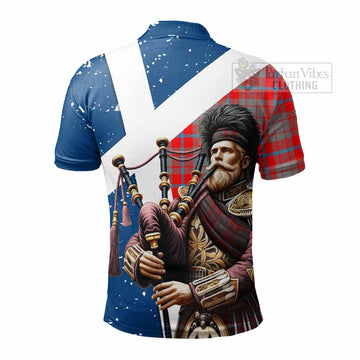 Moubray Tartan Polo Shirt with Family Crest Scottish Bagpiper Vibes - Tartan Vibes Clothing