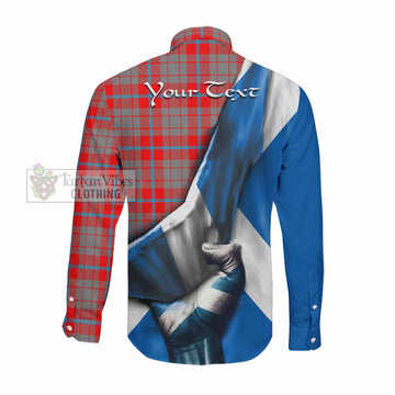 Moubray Tartan Long Sleeve Button Shirt with Family Crest Scotland Patriotic Style Men's Shirt - Tartan Vibes Clothing