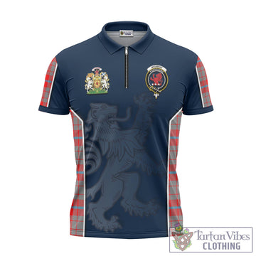 Moubray Tartan Zipper Polo Shirt with Family Crest and Lion Rampant Vibes Sport Style - Tartan Vibes Clothing