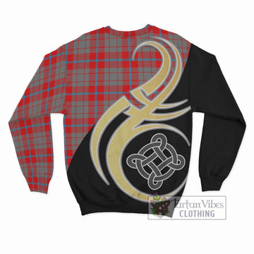 Moubray Tartan Sweatshirt with Family Crest and Celtic Symbol Style - Tartan Vibes Clothing
