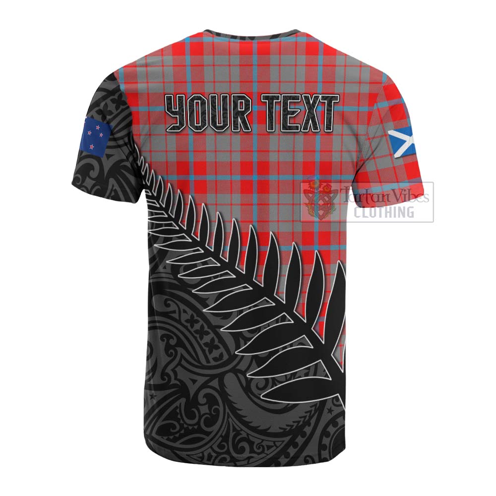 Tartan Vibes Clothing Moubray Crest Tartan Cotton T-shirt with New Zealand Silver Fern Half Style